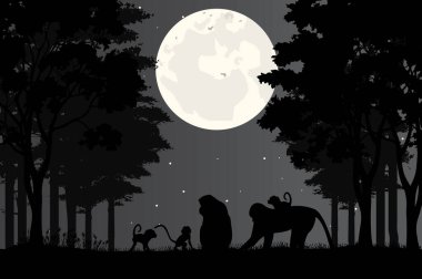 maymun silueti, basit vektör çizimi