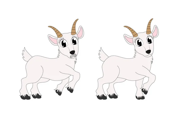 Lindo Animal Cabra Dibujos Animados Ilustración Vector Simple — Vector de stock