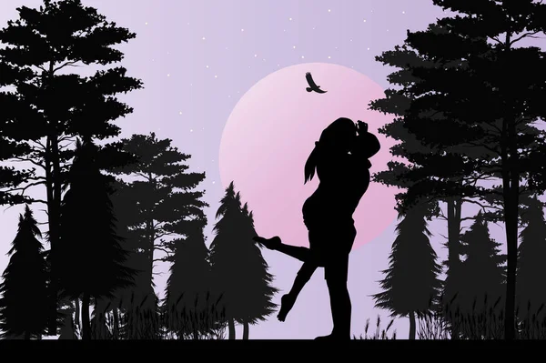 Silhouette Eines Verliebten Paares Einfache Vektorillustration — Stockvektor