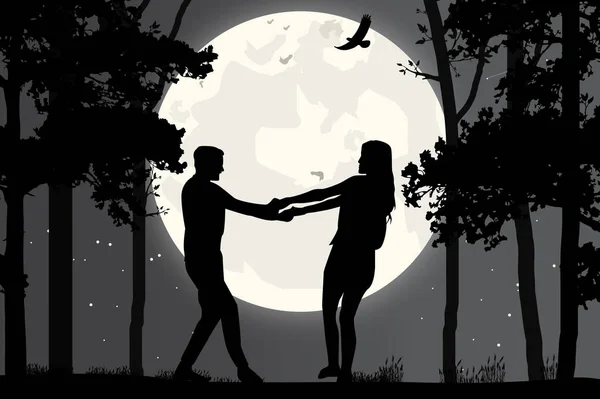 Silueta Pareja Enamorada Ilustración Vectorial Simple — Vector de stock