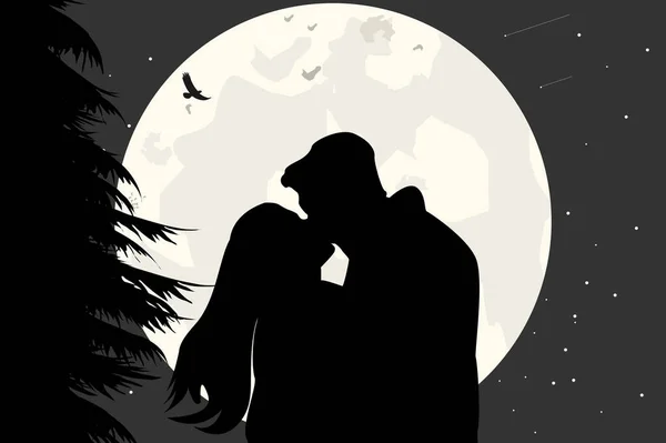 Silueta Pareja Enamorada Ilustración Vectorial Simple — Vector de stock