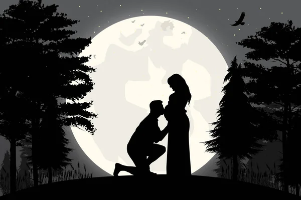 Silueta Pareja Enamorada Ilustración Vectorial Simple — Vector de stock