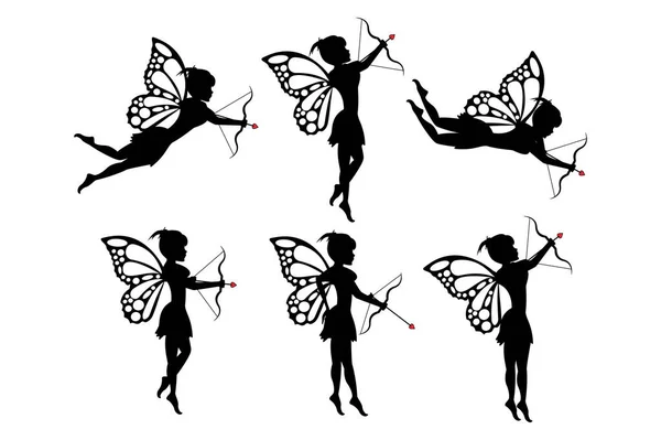 Silhouette Fairy Arrow Simple Vector Illustration — Stock Vector