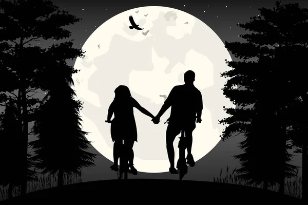 Pareja Silueta Del Amor Ilustración Simple Vector — Vector de stock