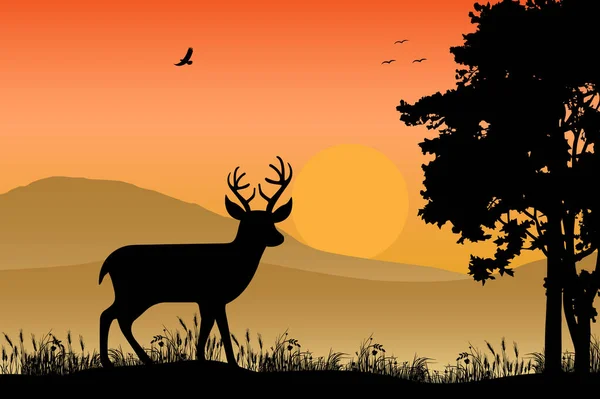 Deer Silhouette Simple Vector Illustration Design — Stock Vector