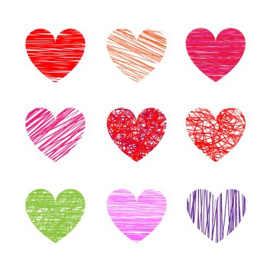 kalp şekli koleksiyonu, basit vektör illüstrasyonu