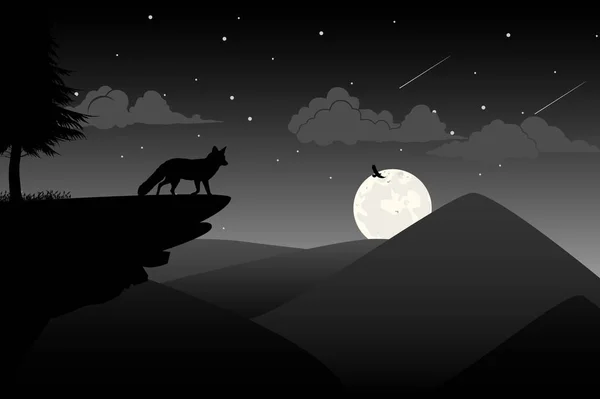 Wolf Silhouet Eenvoudige Vector Illustratie — Stockvector