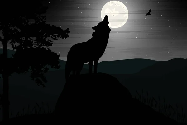 Wolfs Silhouette Einfache Vektorillustration — Stockvektor