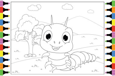 Çocuklar için sevimli tırtıl hayvan çizgi filmi