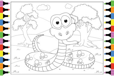 Çocuklar için sevimli yılan hayvan çizgi filmi