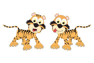 Tatlı kaplan hayvan çizgi filmi, basit vektör çizimi