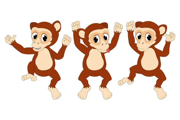 Bonito Animal Macaco Desenhos Animados Ilustração Vetorial Simples — Vetor de Stock