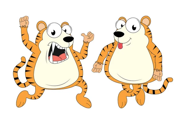 Carino Animale Tigre Cartone Animato Semplice Illustrazione Vettoriale — Vettoriale Stock