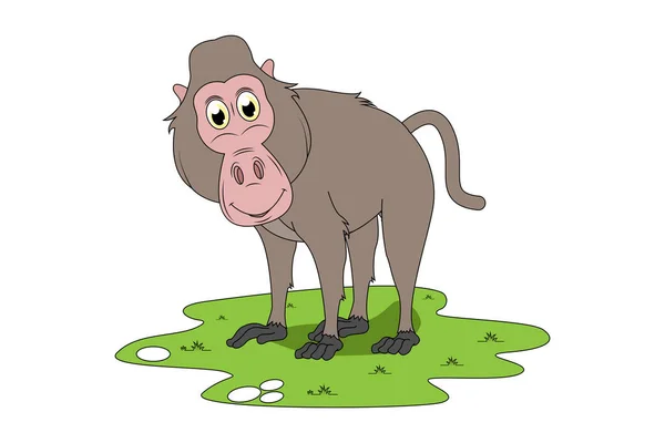 Cute Baboon Animal Cartoon Simple Vector Illustration — Stock Vector