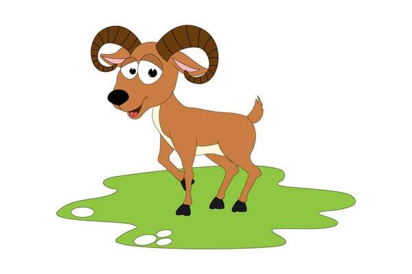Dibujo Animado Animal Urial Lindo Ilustración Simple Del Vector — Vector de stock