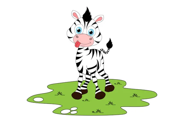 Niedlichen Zebra Tier Karikatur Einfache Vektorillustration — Stockvektor