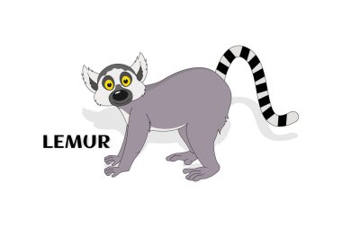 şirin lemur hayvan karikatürü, basit vektör çizimi