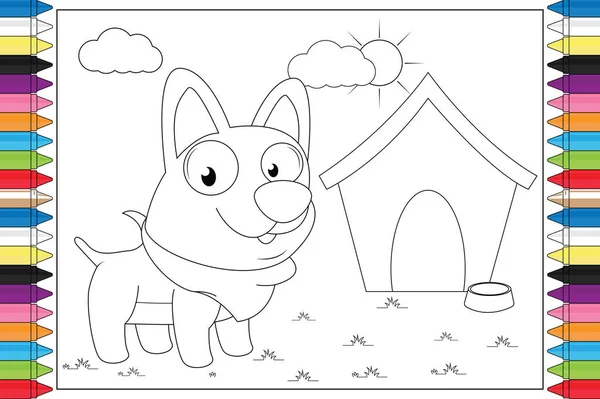 子供のための犬の動物漫画を着色 — ストックベクタ