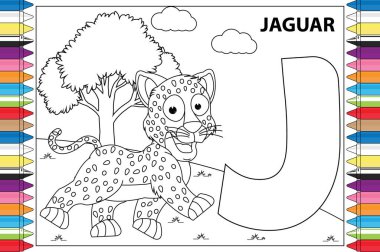 Çocuklar için alfabeyle boyanmış hayvan çizgi filmi