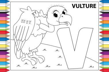 Çocuklar için alfabeyle boyanmış hayvan çizgi filmi