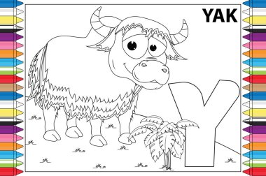 Çocuklar için alfabeyle boyanmış hayvan çizgi filmi