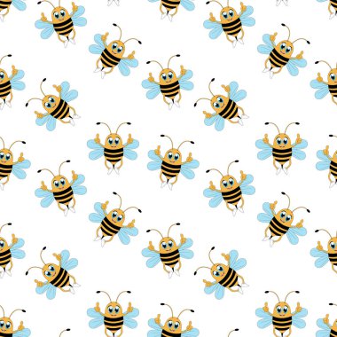 Sevimli arı hayvan çizgi film deseni