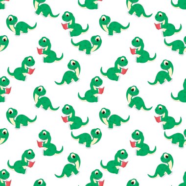 Şirin dinozor hayvan çizgi film deseni