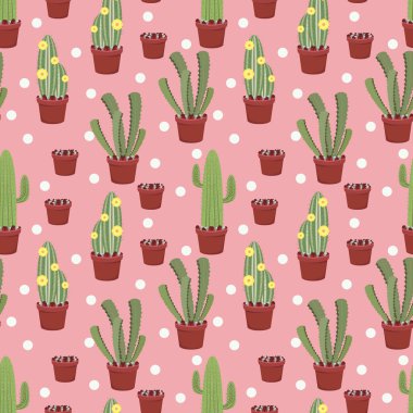 Saksı desenli şirin kaktüsler.
