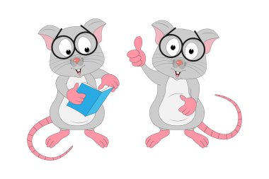 şirin fare hayvan karikatürü, basit vektör çizimi