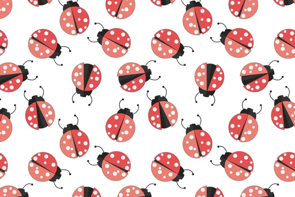 Carino Coccinella Animale Cartone Animato Modello — Vettoriale Stock