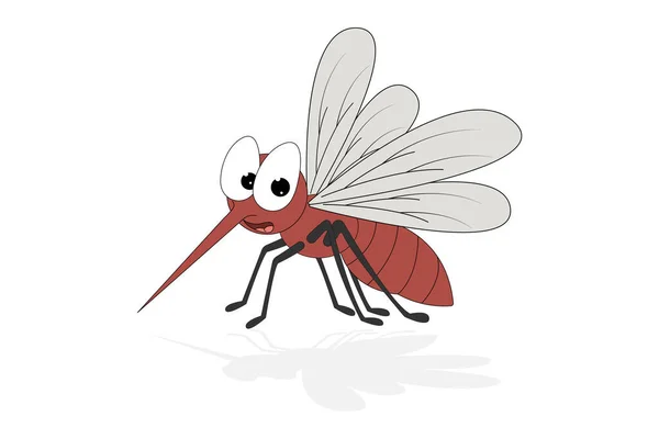 Cute Flying Mosquito Animal Cartoon — Stock Vector