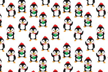 Sevimli penguen hayvan çizgi film deseni