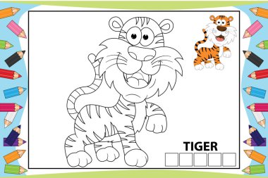 Çocuklar için sevimli kaplan hayvan çizgi filmi