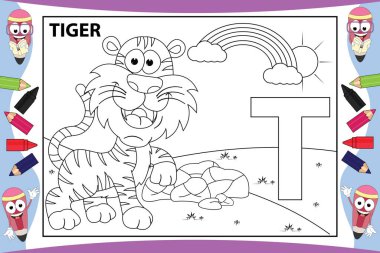 Çocuklar için sevimli kaplan hayvan çizgi filmi