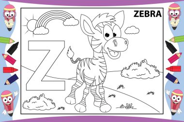 Çocuklar için sevimli zebra hayvan çizgi filmi