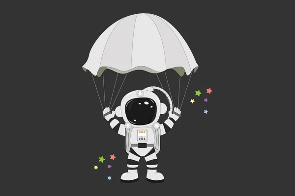 Cute Astronaut Parachute — Stock Vector
