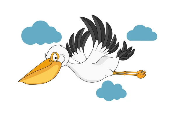 cute flying stork bird animal cartoon