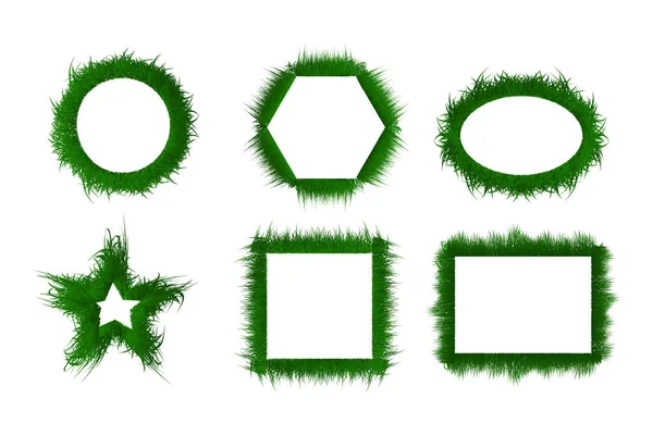 Collection Frame Shapes Grass — Stock Vector