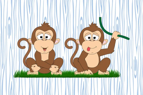 Bonito Animal Macaco Desenhos Animados Ilustração Vetorial Simples — Vetor de Stock