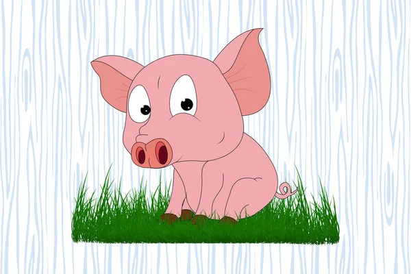 Niedliches Schwein Tier Karikatur Einfache Vektorillustration — Stockvektor