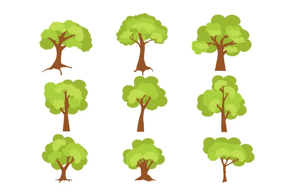 木の形のコレクション単純なベクトル図 — ストックベクタ