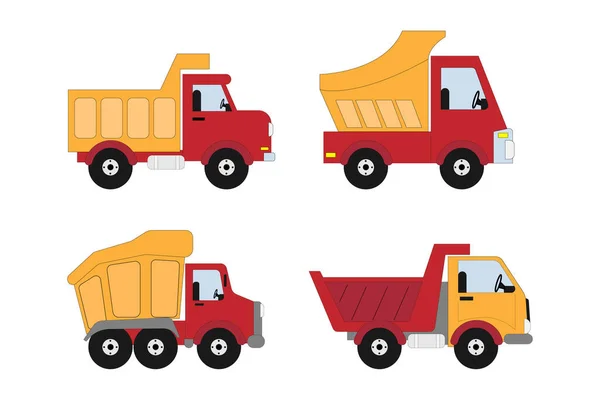 Schattig Truck Cartoon Collectie Eenvoudige Vector Illustratie — Stockvector