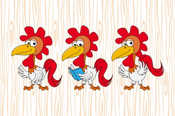 Carino Gallo Animale Cartone Animato Semplice Illustrazione Vettoriale — Vettoriale Stock