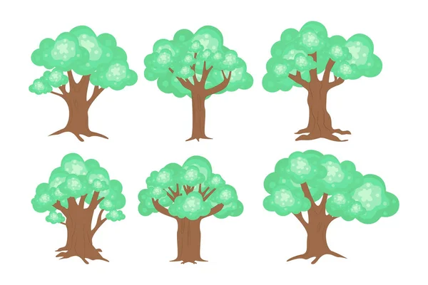 かわいい緑の木の形のコレクション — ストックベクタ