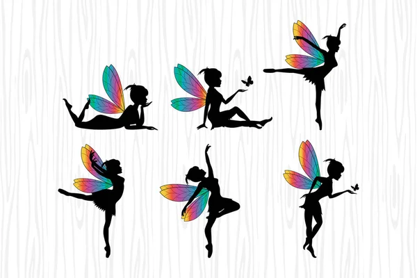 Cute Fairy Silhouette Vector Illustration — Stock Vector