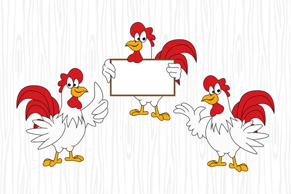 可爱的公鸡动物卡通画 — 图库矢量图片