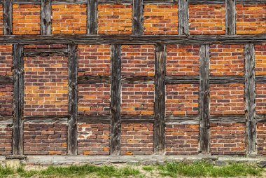Eski duvar tuğla ve ahşap çubukları