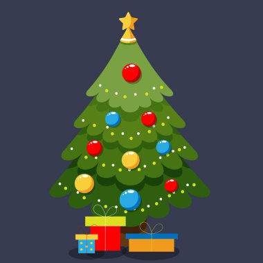 Noel ağacı vektörü düz 