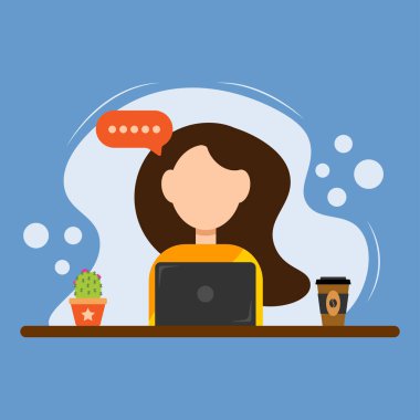 Bilgisayardaki kız FLAT