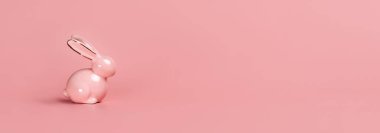 Renkli arkaplanda Paskalya tavşanının yaratıcı fotoğrafı